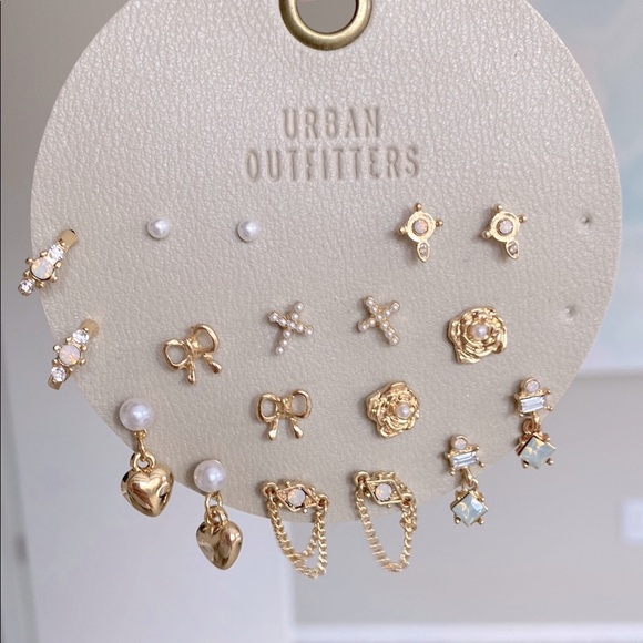 Urban Outfitters Gold and White Stud Earrings - Picture 3 of 3